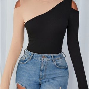 Shein two tone cut out tee